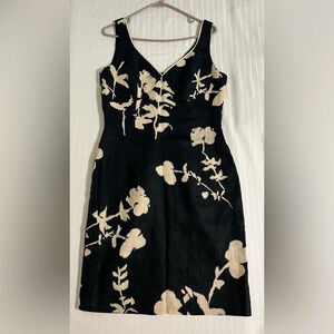 Jade Melody Tam Linen Sleeveless Double V Sheath Dress Black & Beige Size 8